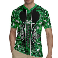 Aotearoa Ngati Maniapoto Rugby Jersey Maori Tribal Green Paua Shell Pattern DT05 - Polynesian Pride