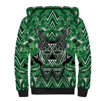 Aotearoa Ngati Maniapoto Sherpa Hoodie Maori Tribal Green Paua Shell Pattern DT05 - Polynesian Pride