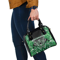 Aotearoa Ngati Maniapoto Shoulder Handbag Maori Tribal Green Paua Shell Pattern DT05 - Polynesian Pride