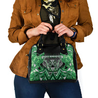 Aotearoa Ngati Maniapoto Shoulder Handbag Maori Tribal Green Paua Shell Pattern DT05 - Polynesian Pride