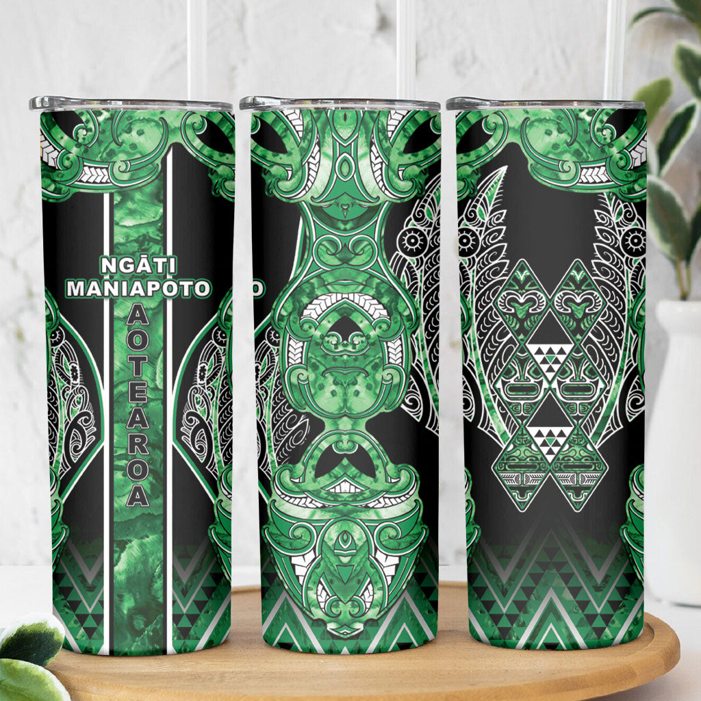 Aotearoa Ngati Maniapoto Skinny Tumbler Maori Tribal Green Paua Shell Pattern DT05 - Polynesian Pride