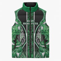 Aotearoa Ngati Maniapoto Sleeveless Puffer Jacket Maori Tribal Green Paua Shell Pattern DT05 Unisex Green - Polynesian Pride