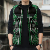 Aotearoa Ngati Maniapoto Sleeveless Puffer Jacket Maori Tribal Green Paua Shell Pattern DT05 - Polynesian Pride
