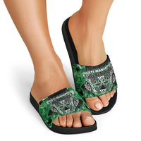 Aotearoa Ngati Maniapoto Slide Sandals Maori Tribal Green Paua Shell Pattern DT05 - Polynesian Pride