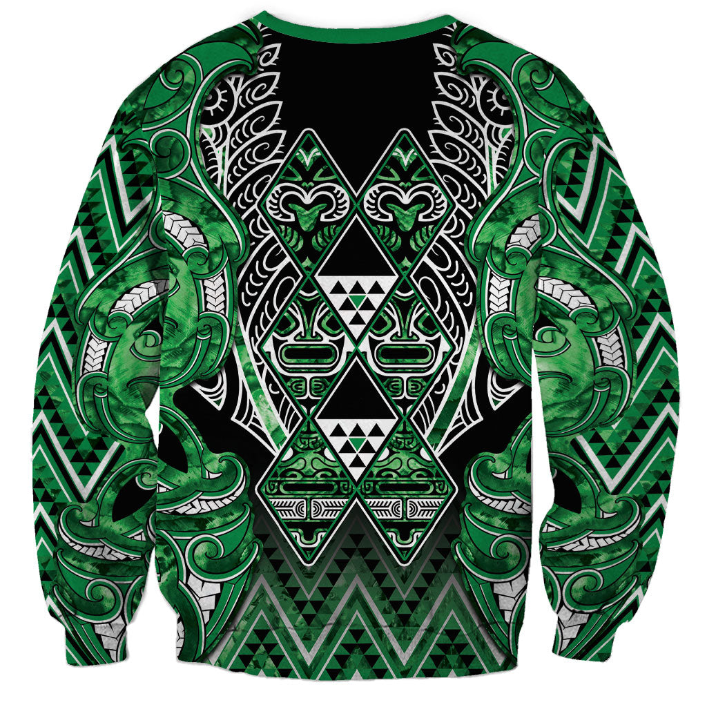 Aotearoa Ngati Maniapoto Sweatshirt Maori Tribal Green Paua Shell Pattern DT05 - Polynesian Pride
