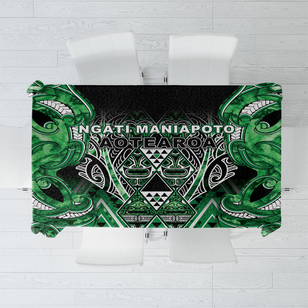 Aotearoa Ngati Maniapoto Tablecloth Maori Tribal Green Paua Shell Pattern DT05 Green - Polynesian Pride