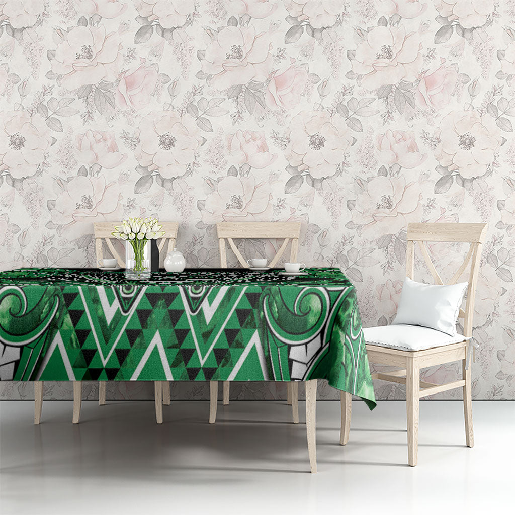 Aotearoa Ngati Maniapoto Tablecloth Maori Tribal Green Paua Shell Pattern DT05 - Polynesian Pride