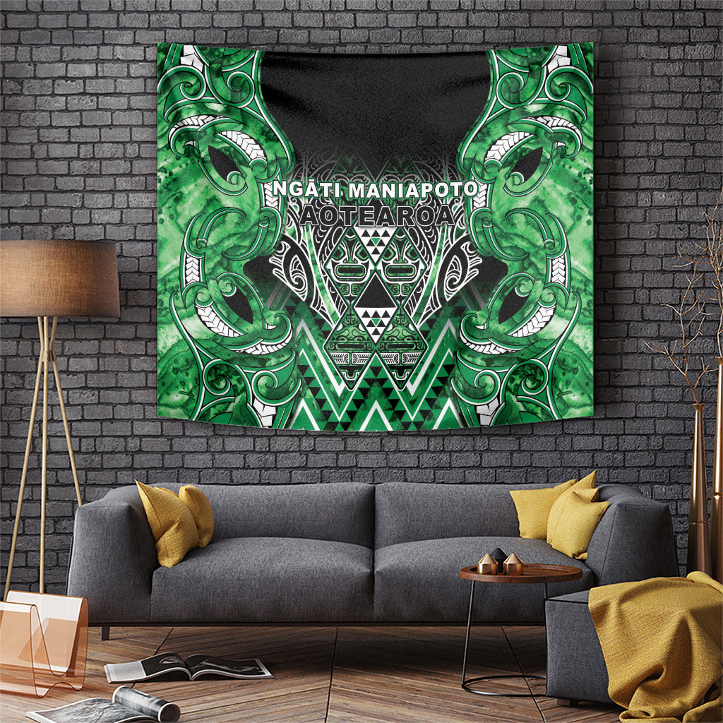 Aotearoa Ngati Maniapoto Tapestry Maori Tribal Green Paua Shell Pattern