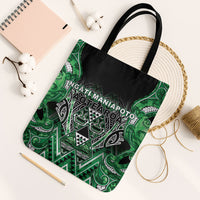 Aotearoa Ngati Maniapoto Tote Bag Maori Tribal Green Paua Shell Pattern DT05 Black Strap One Size Green - Polynesian Pride