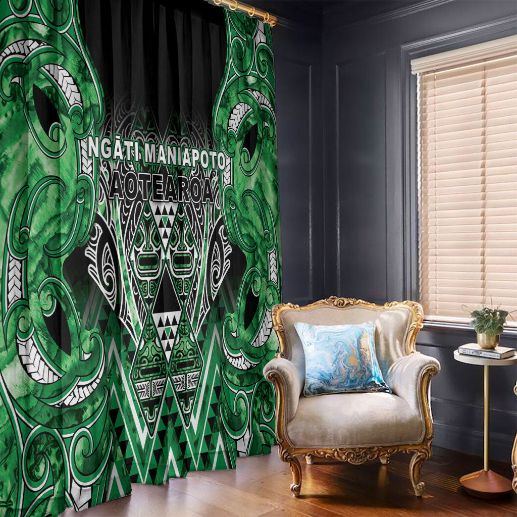 Aotearoa Ngati Maniapoto Window Curtain Maori Tribal Green Paua Shell Pattern DT05 - Polynesian Pride