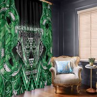 Aotearoa Ngati Maniapoto Window Curtain Maori Tribal Green Paua Shell Pattern DT05 - Polynesian Pride