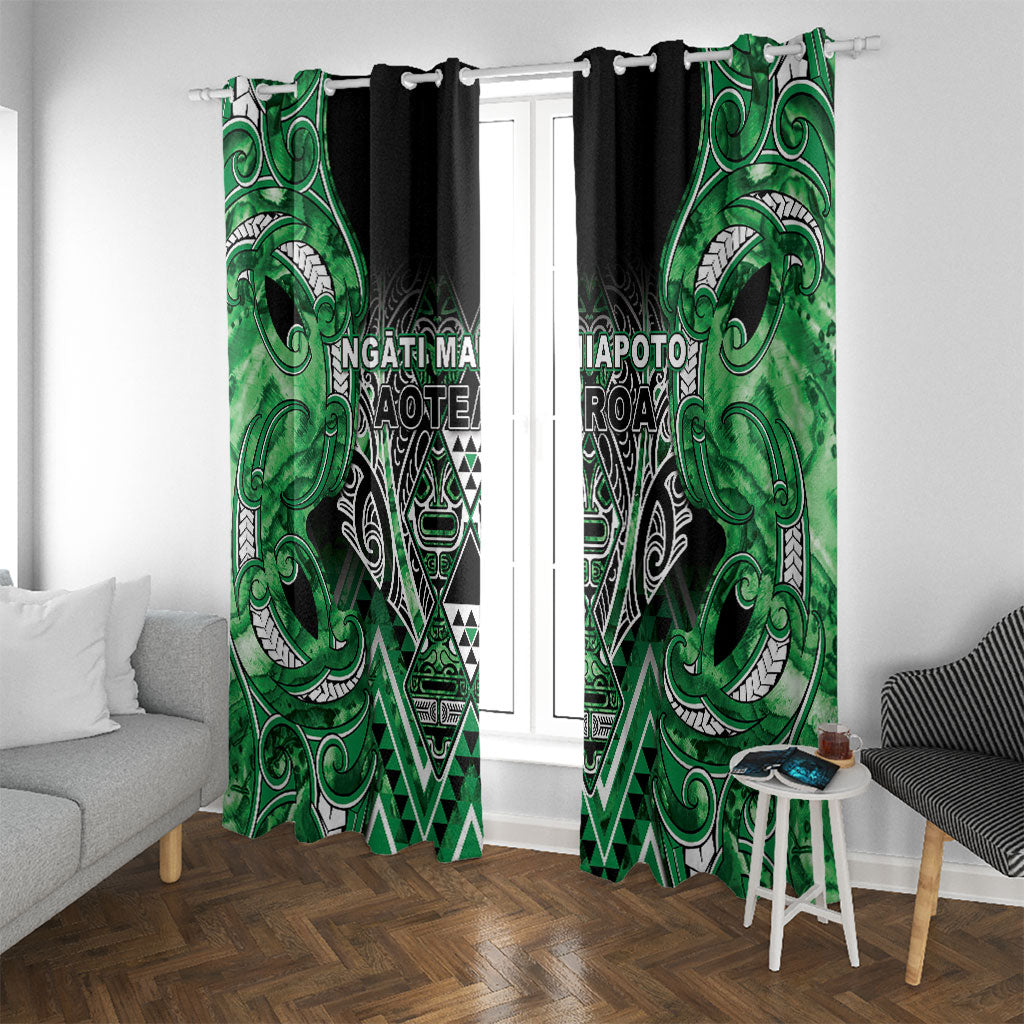 Aotearoa Ngati Maniapoto Window Curtain Maori Tribal Green Paua Shell Pattern DT05 With Grommets Green - Polynesian Pride