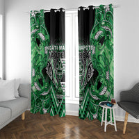 Aotearoa Ngati Maniapoto Window Curtain Maori Tribal Green Paua Shell Pattern DT05 With Grommets Green - Polynesian Pride