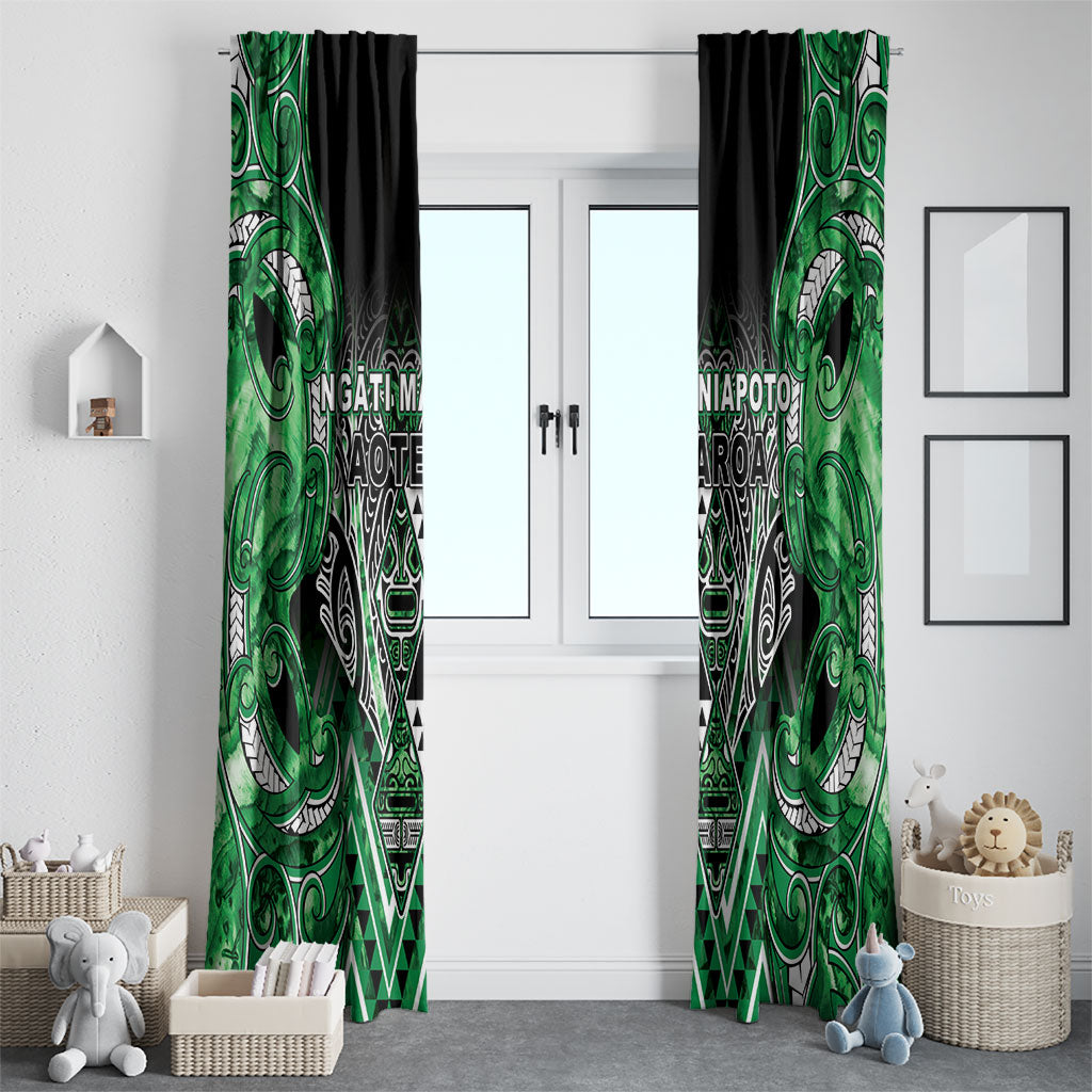 Aotearoa Ngati Maniapoto Window Curtain Maori Tribal Green Paua Shell Pattern DT05 - Polynesian Pride