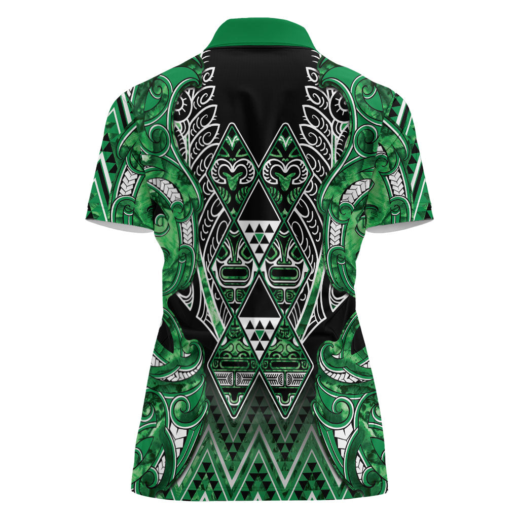 Aotearoa Ngati Maniapoto Women Polo Shirt Maori Tribal Green Paua Shell Pattern DT05 - Polynesian Pride