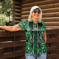Aotearoa Ngati Maniapoto Women Polo Shirt Maori Tribal Green Paua Shell Pattern DT05 - Polynesian Pride