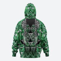Aotearoa Ngati Maniapoto Zip Hoodie Maori Tribal Green Paua Shell Pattern DT05 - Polynesian Pride