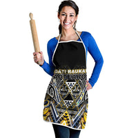 Aotearoa Ngati Raukawa Apron Maori Tribal Yellow And Navy Paua Shell Pattern DT05 - Polynesian Pride