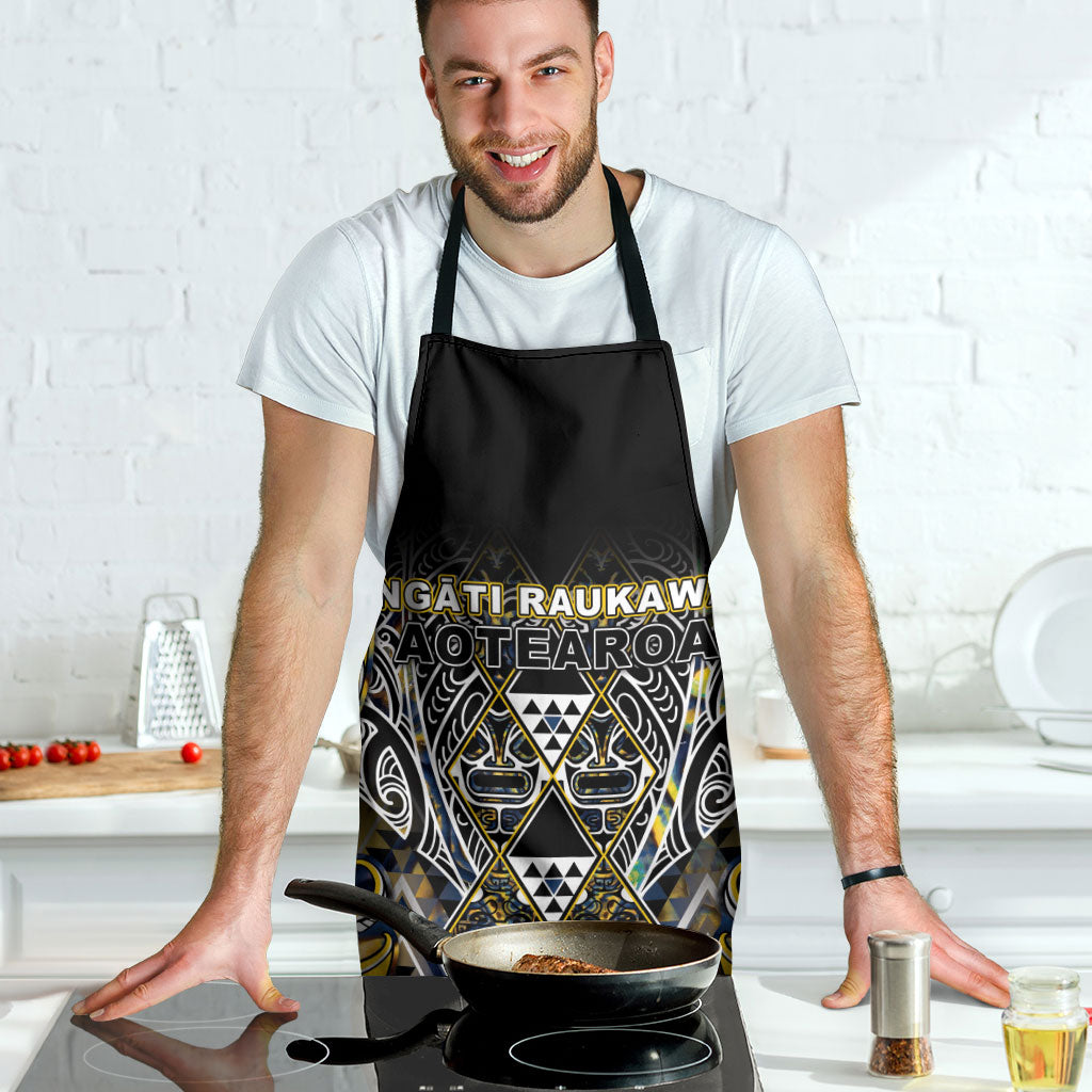 Aotearoa Ngati Raukawa Apron Maori Tribal Yellow And Navy Paua Shell Pattern DT05 - Polynesian Pride