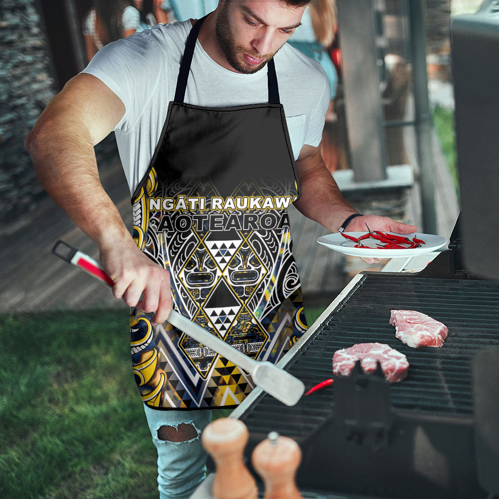 Aotearoa Ngati Raukawa Apron Maori Tribal Yellow And Navy Paua Shell Pattern DT05 - Polynesian Pride