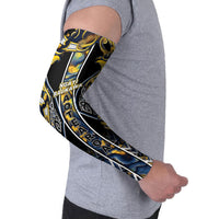 Aotearoa Ngati Raukawa Arm Sleeves Maori Tribal Yellow And Navy Paua Shell Pattern DT05 - Polynesian Pride
