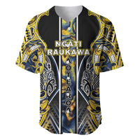 Aotearoa Ngati Raukawa Baseball Jersey Maori Tribal Yellow And Navy Paua Shell Pattern DT05 Yellow - Polynesian Pride