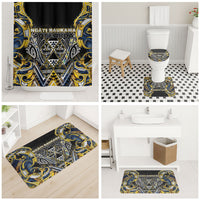 Aotearoa Ngati Raukawa Bathroom Set Maori Tribal Yellow And Navy Paua Shell Pattern DT05 - Polynesian Pride
