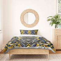 Aotearoa Ngati Raukawa Bedding Set Maori Tribal Yellow And Navy Paua Shell Pattern DT05 - Polynesian Pride