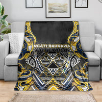 Aotearoa Ngati Raukawa Blanket Maori Tribal Yellow And Navy Paua Shell Pattern DT05 - Polynesian Pride