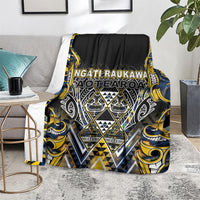 Aotearoa Ngati Raukawa Blanket Maori Tribal Yellow And Navy Paua Shell Pattern DT05 - Polynesian Pride
