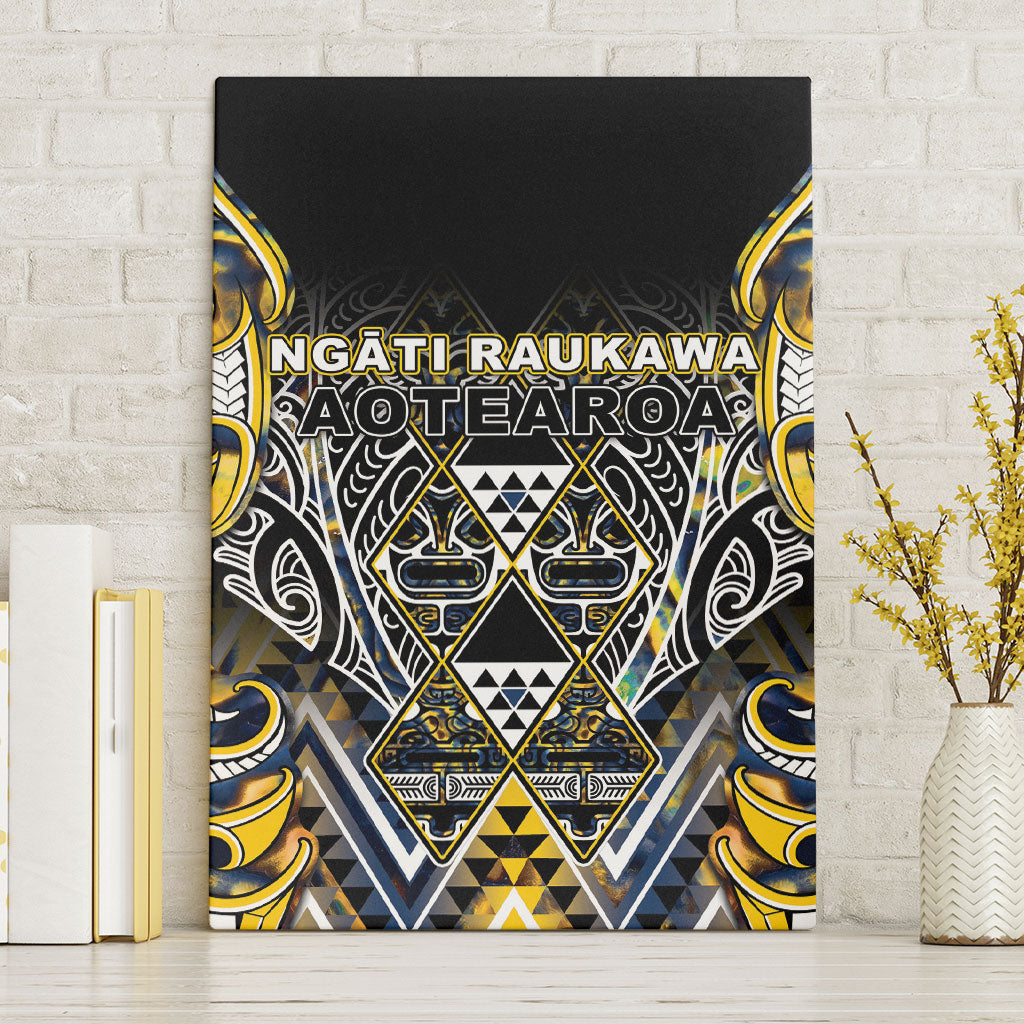 Aotearoa Ngati Raukawa Canvas Wall Art Maori Tribal Yellow And Navy Paua Shell Pattern DT05 Without Frame Yellow - Polynesian Pride