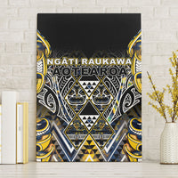 Aotearoa Ngati Raukawa Canvas Wall Art Maori Tribal Yellow And Navy Paua Shell Pattern DT05 Without Frame Yellow - Polynesian Pride