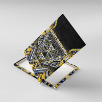 Aotearoa Ngati Raukawa Canvas Wall Art Maori Tribal Yellow And Navy Paua Shell Pattern DT05 With Frame Yellow - Polynesian Pride