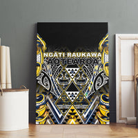 Aotearoa Ngati Raukawa Canvas Wall Art Maori Tribal Yellow And Navy Paua Shell Pattern DT05 - Polynesian Pride