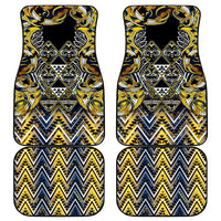Aotearoa Ngati Raukawa Car Mats Maori Tribal Yellow And Navy Paua Shell Pattern DT05 - Polynesian Pride