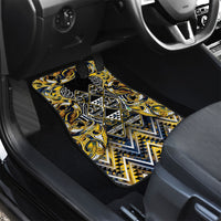 Aotearoa Ngati Raukawa Car Mats Maori Tribal Yellow And Navy Paua Shell Pattern DT05 - Polynesian Pride