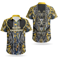 Aotearoa Ngati Raukawa Couples Matching Long Sleeve Bodycon Dress and Hawaiian Shirt Maori Tribal Yellow And Navy Paua Shell Pattern DT05 - Polynesian Pride