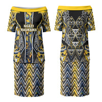 Aotearoa Ngati Raukawa Couples Matching Puletasi and Hawaiian Shirt Maori Tribal Yellow And Navy Paua Shell Pattern DT05 - Polynesian Pride