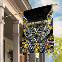 Aotearoa Ngati Raukawa Garden Flag Maori Tribal Yellow And Navy Paua Shell Pattern DT05 House Flag Yellow - Polynesian Pride