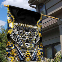 Aotearoa Ngati Raukawa Garden Flag Maori Tribal Yellow And Navy Paua Shell Pattern DT05 - Polynesian Pride