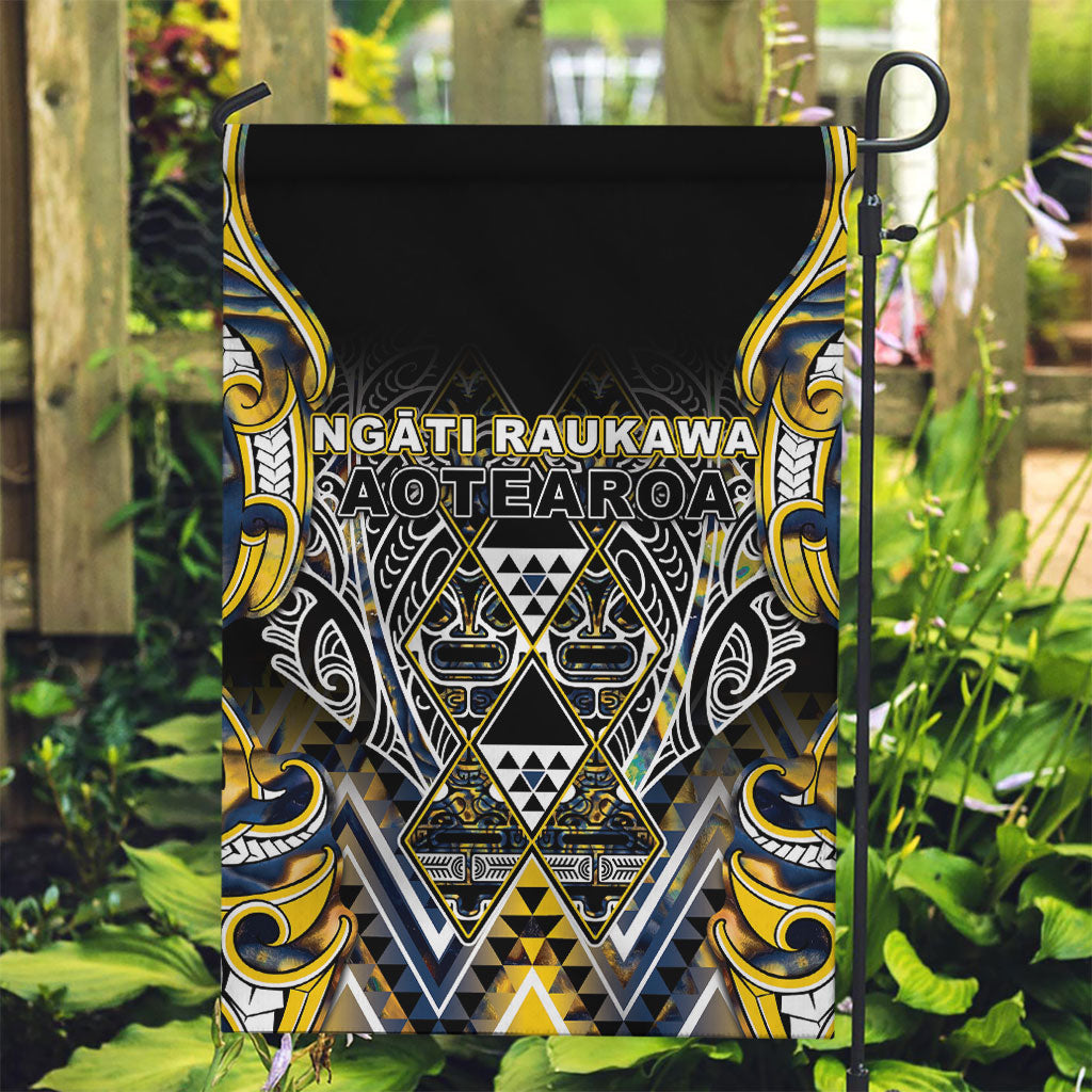 Aotearoa Ngati Raukawa Garden Flag Maori Tribal Yellow And Navy Paua Shell Pattern DT05 Garden Flag Yellow - Polynesian Pride