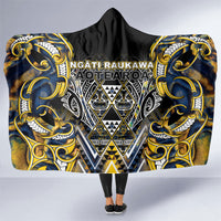 Aotearoa Ngati Raukawa Hooded Blanket Maori Tribal Yellow And Navy Paua Shell Pattern DT05 One Size Yellow - Polynesian Pride