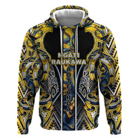 Aotearoa Ngati Raukawa Hoodie Maori Tribal Yellow And Navy Paua Shell Pattern DT05 Pullover Hoodie Yellow - Polynesian Pride