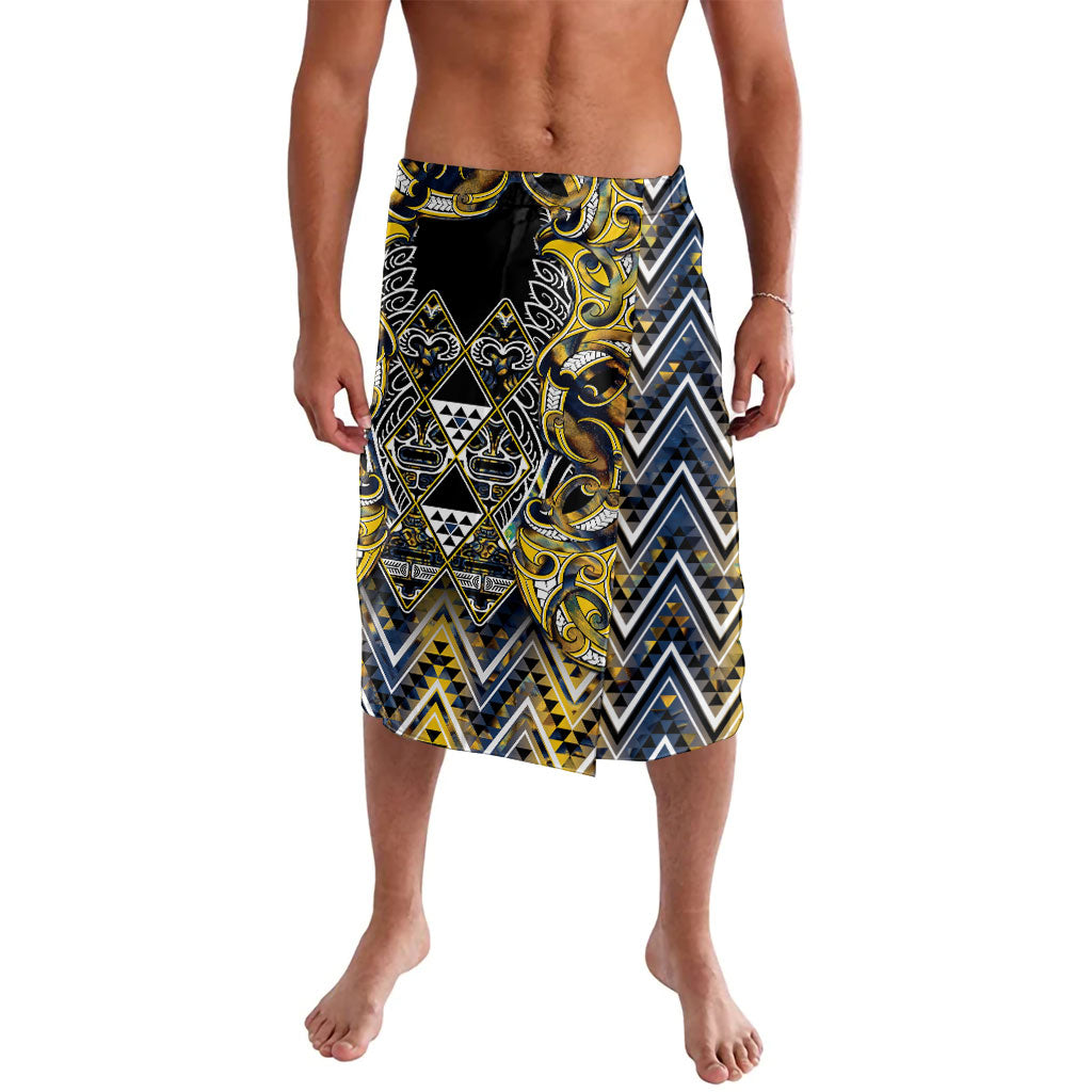 Aotearoa Ngati Raukawa Lavalava Maori Tribal Yellow And Navy Paua Shell Pattern DT05 Yellow - Polynesian Pride