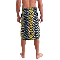 Aotearoa Ngati Raukawa Lavalava Maori Tribal Yellow And Navy Paua Shell Pattern DT05 - Polynesian Pride