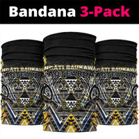 Aotearoa Ngati Raukawa Neck Gaiter Maori Tribal Yellow And Navy Paua Shell Pattern DT05 package One Size: 25*50cm Yellow - Polynesian Pride