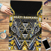 Aotearoa Ngati Raukawa Puzzle Maori Tribal Yellow And Navy Paua Shell Pattern DT05 Yellow - Polynesian Pride