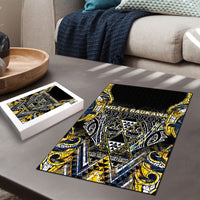 Aotearoa Ngati Raukawa Puzzle Maori Tribal Yellow And Navy Paua Shell Pattern DT05 - Polynesian Pride