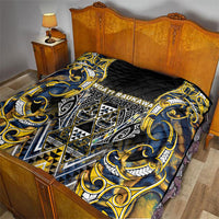 Aotearoa Ngati Raukawa Quilt Maori Tribal Yellow And Navy Paua Shell Pattern DT05 - Polynesian Pride