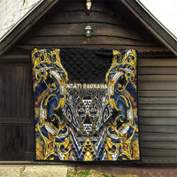 Aotearoa Ngati Raukawa Quilt Maori Tribal Yellow And Navy Paua Shell Pattern DT05 - Polynesian Pride